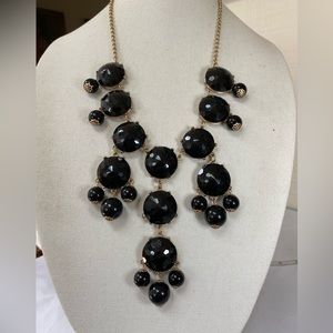 Long drippy black faceted bead statement necklace
